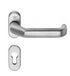 Silver door handle and lock on a white background