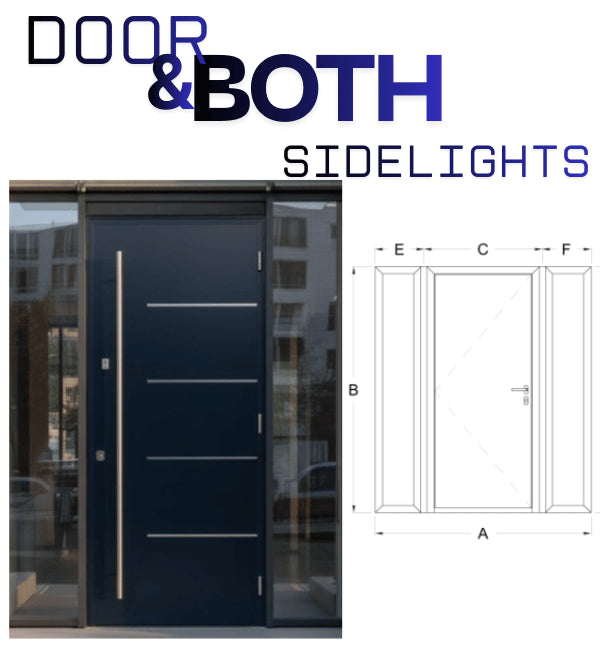 Both Sidelights(601-900mm each) Add On - Door with Left & Right Sidelights As Seen Froom Out