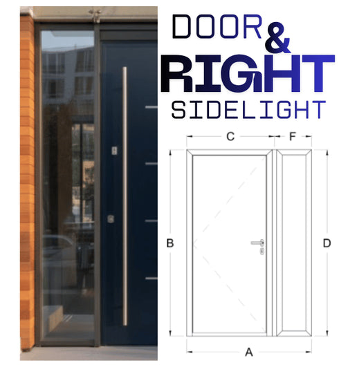 Panneau latéral droit (601-900 mm) - Porte avec panneau latéral droit vu de l'extérieur