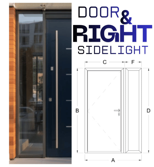 Right Sidelight (601-900mm) Add On - Door with Right Sidelight As Seen From Out