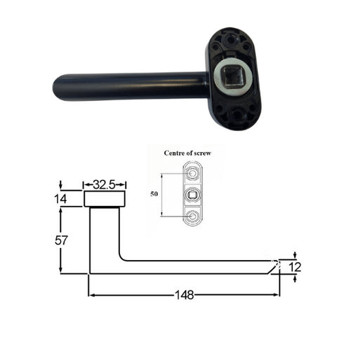 Schuco 240730 Lever door Handle -Black-Flat Design -Sold as 1