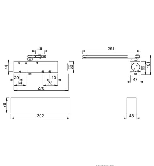 Electro hold-open door closer AR1998 mounted on timber fire-rated door