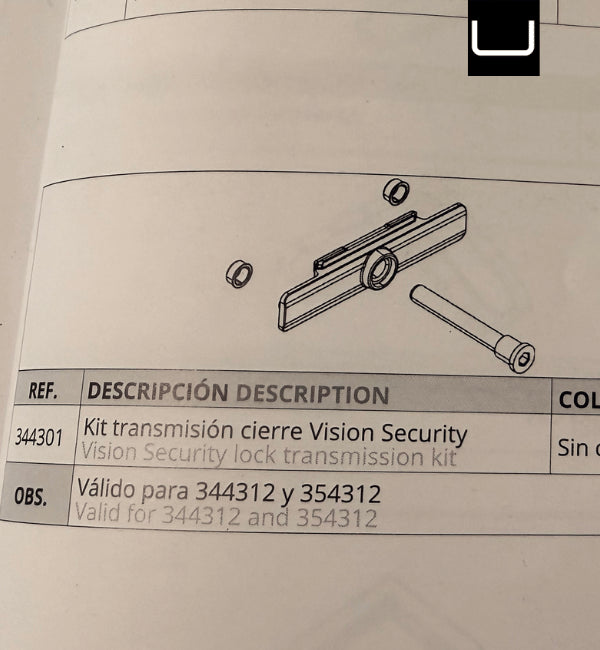344301 Cortizo Cor Vision Security Lock Transmission Kit