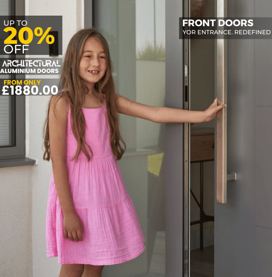 Secure and stylish aluminium front door from Unikdoors, perfect for residential entrances in Wales and UK .Nationwide delivery. Sale and Trade discounts available.