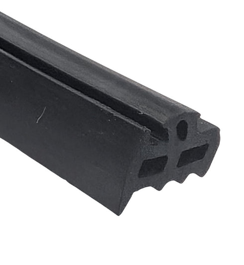 Black plastic profile on a white background