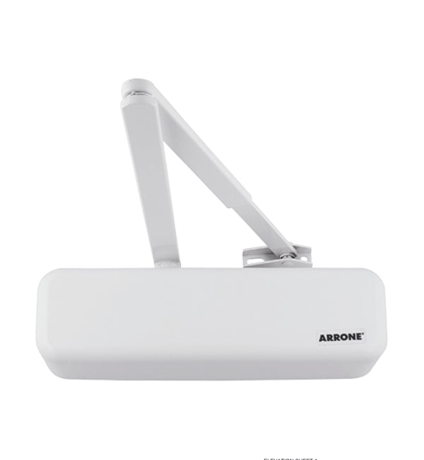 Hoppe Arrone AR3500 overhead door closer in traffic white finish