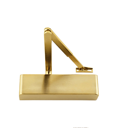 Hoppe Arrone Gold Door Closer AR1500 Item 50023883 overhead mounted with satin brass finish