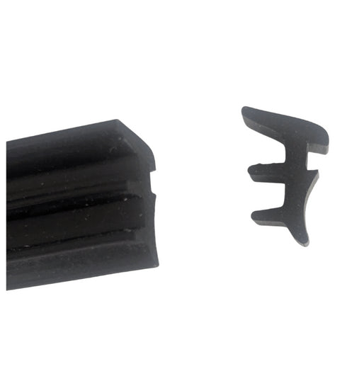 Close-up detail shot of the gasket's cross-sectional profile and texture, showing the precise dimensions and sealing surface design for architectural glazing applications