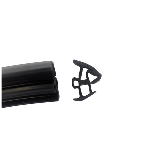 Close-up detail shot of the gasket's cross-sectional profile and texture, showing the precise dimensions and sealing surface design for architectural glazing applications