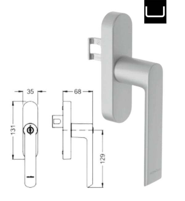 Schuco AWS Simply Smart Gear Handle 269509 – SILVER LS/RS