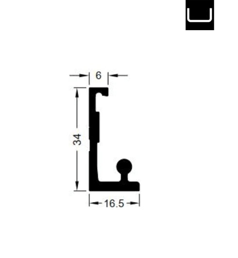 Schuco 153910 Black Anodised 6-Meter Track System for Sliding Doors