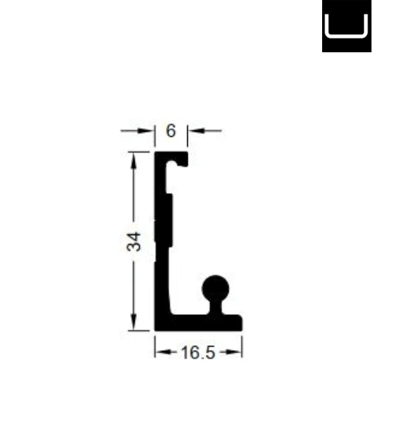 Schuco 153910 Black Anodised 6-Meter Track System for Sliding Doors