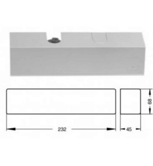 Rectangular white sink with dimensions on a white background