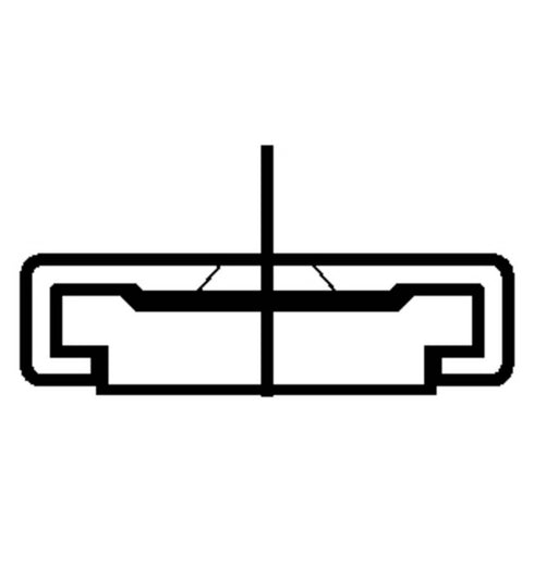 Black and white line drawing of a rectangular object with a central vertical line