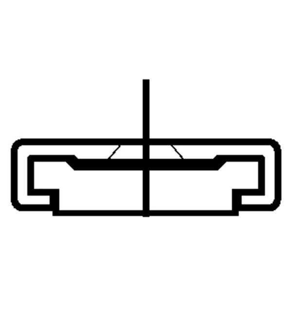 Black and white line drawing of a rectangular object with a central vertical line