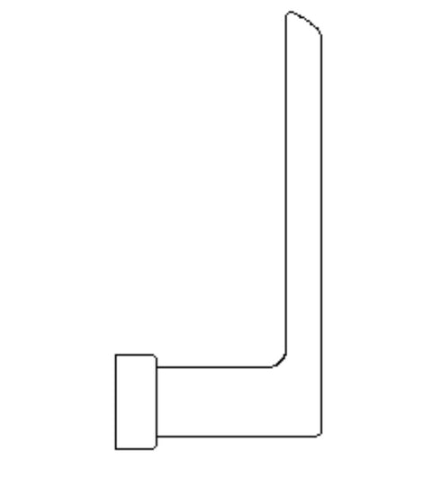 Line drawing of a U-shaped metal pipe on a white background