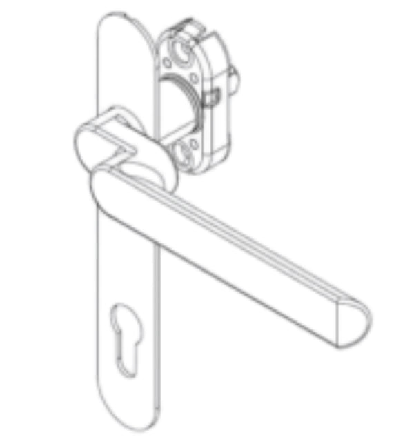 Door handle with lock mechanism on a white background