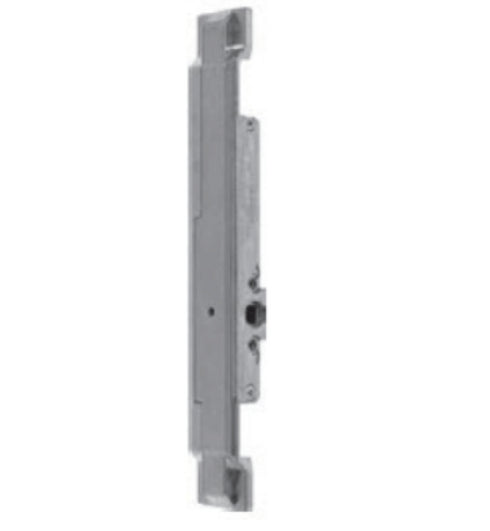 Metallic door lock mechanism on a white background