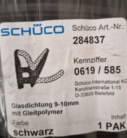 SCHÜCO 284837-Glazing Gasket- 10 metre