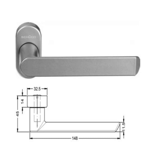 Schuco Lever Door Handle 240729 - Natural Silver
