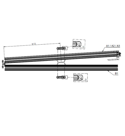 Technical drawing of a mechanical component with labeled parts on a white background