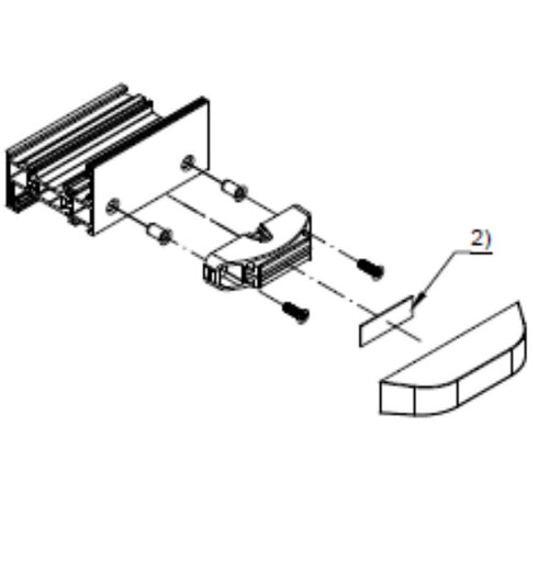 Technical diagram of a mechanical assembly with labeled parts for schueco door magnet