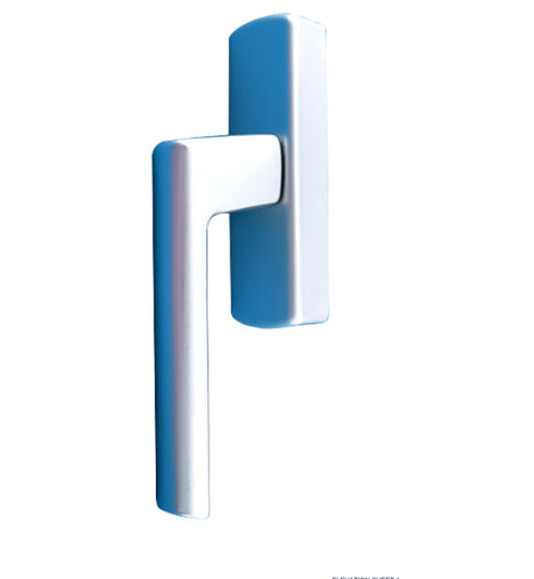 SIEGENIA LM Trafic aluminium handle (66.5mm height) with 90° lock-in for smooth operation on white aluminium windows.