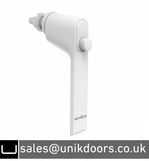 Schuco 247292 Security Window Handle with Push Button Lock-RAL9016 Traffic White