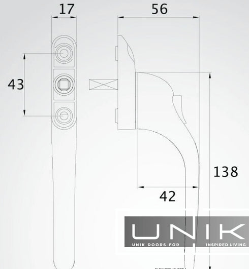 Vita Inline Espag Window Handle Black