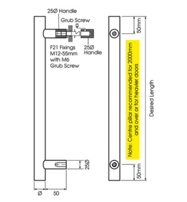 Alpro Architectural Handles - Functional 98 Series Standard Projection ...